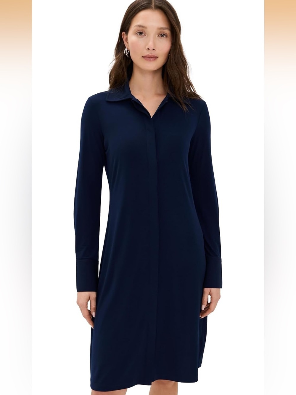 Vince Long Sleeve Polo Dress Dark Navy Blue S